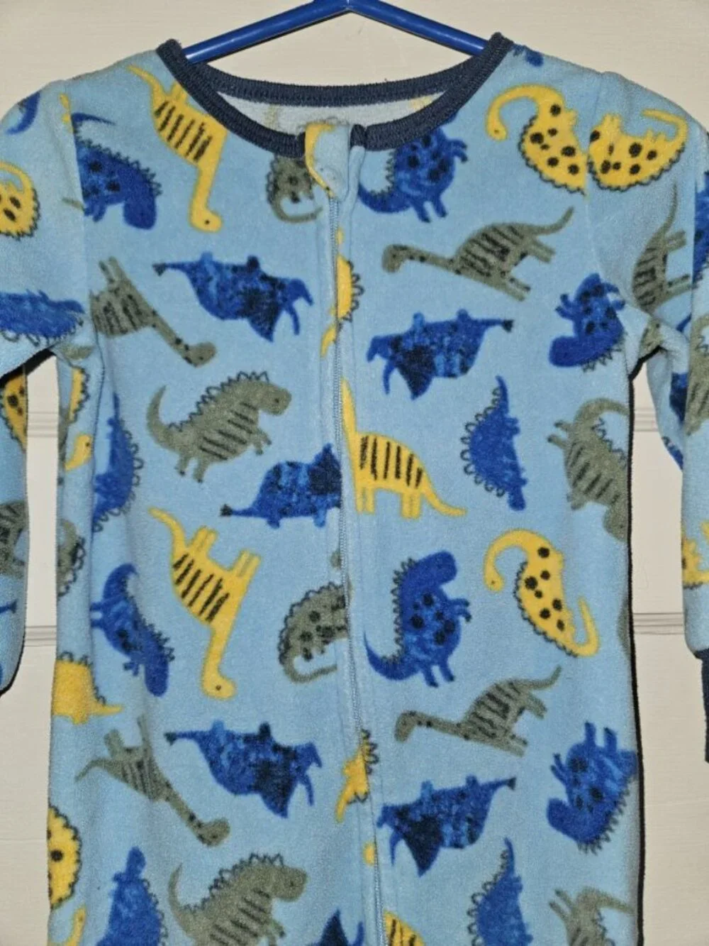 KIDS HEADQUARTERS Blue Dinosaur Print Fleece Blanket Sleeper Pajamas Boys 2T